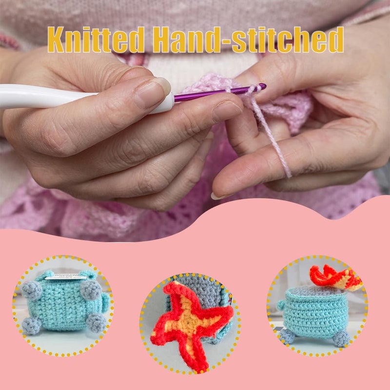 Rovyfota Emotional Support Crochet Dumpster Fire with Positive Card Cute Room Decor Knitted Toys Funny Crochet Support Buddies Gifts for Friends (Blue) - Image 3